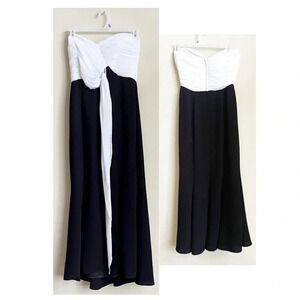 Wayne Clark strapless formal maxi dress black & white size 10 wedding prom